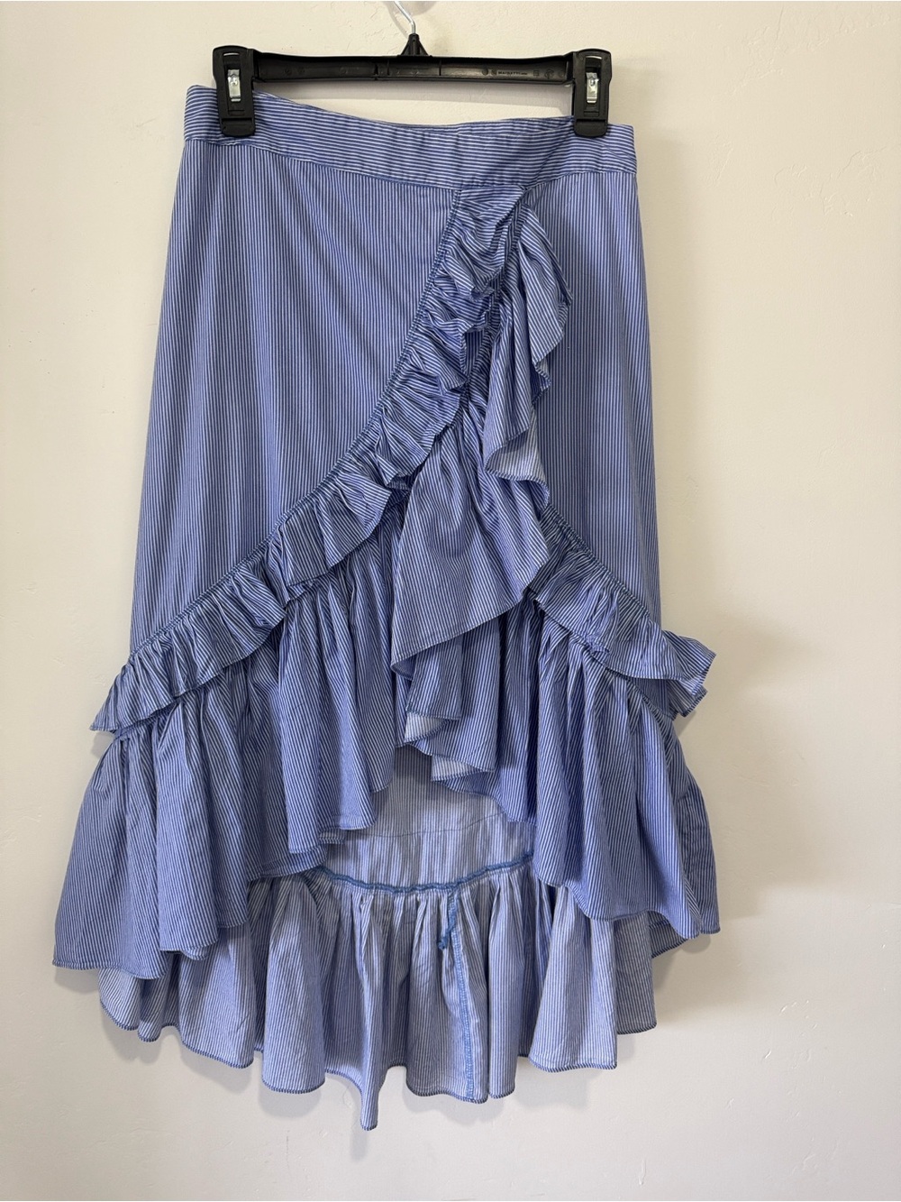 Tiered Ruffle High-Low Blue and White stripe Skirt by Juliette- 4